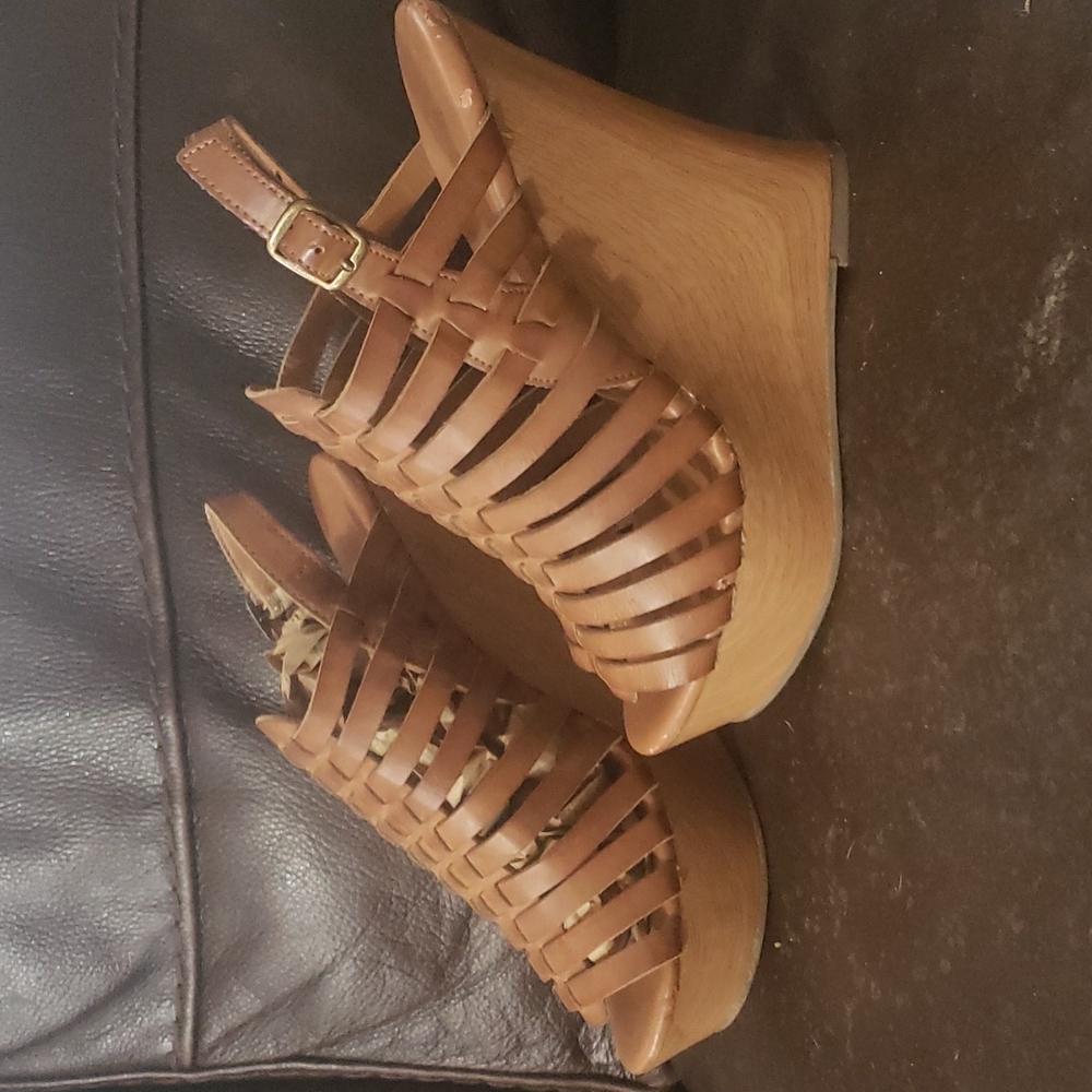 Mossimo Brown Leather Wedge Sandals